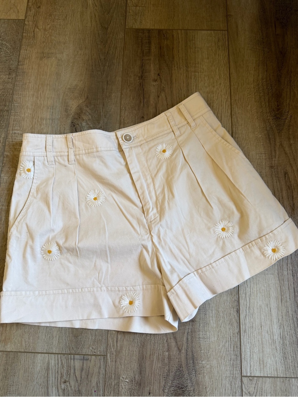 Maeve Anthropologie Cream Daisy Embroidered Shorts size 6